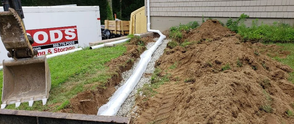 French drain installation in Groton, CT.