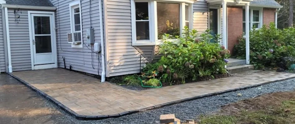 Walkway in front of a house in Mystic, CT.