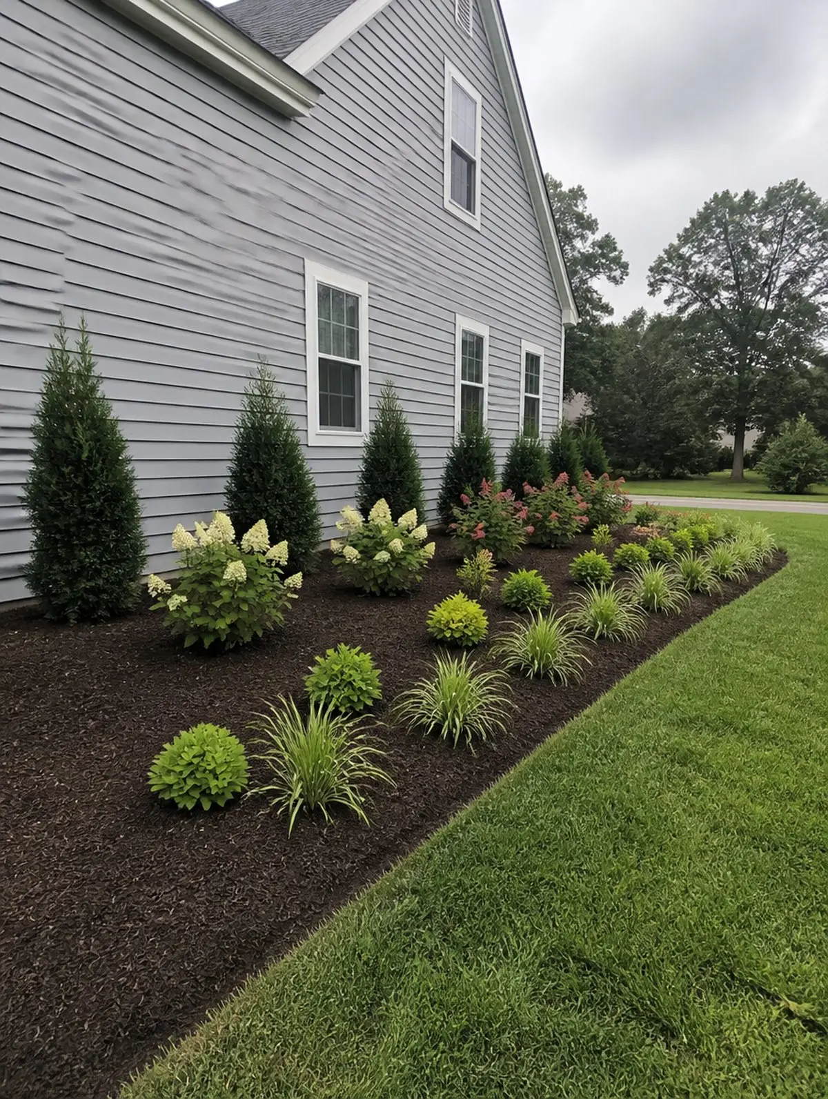 Landscape planting bed along a Mystic, CT home